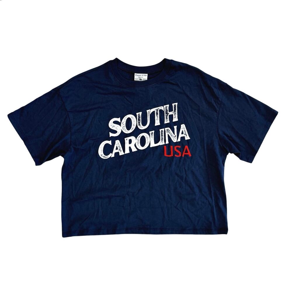 NWT Where I’m From South Carolina USA Boxy Tee Navy Size S